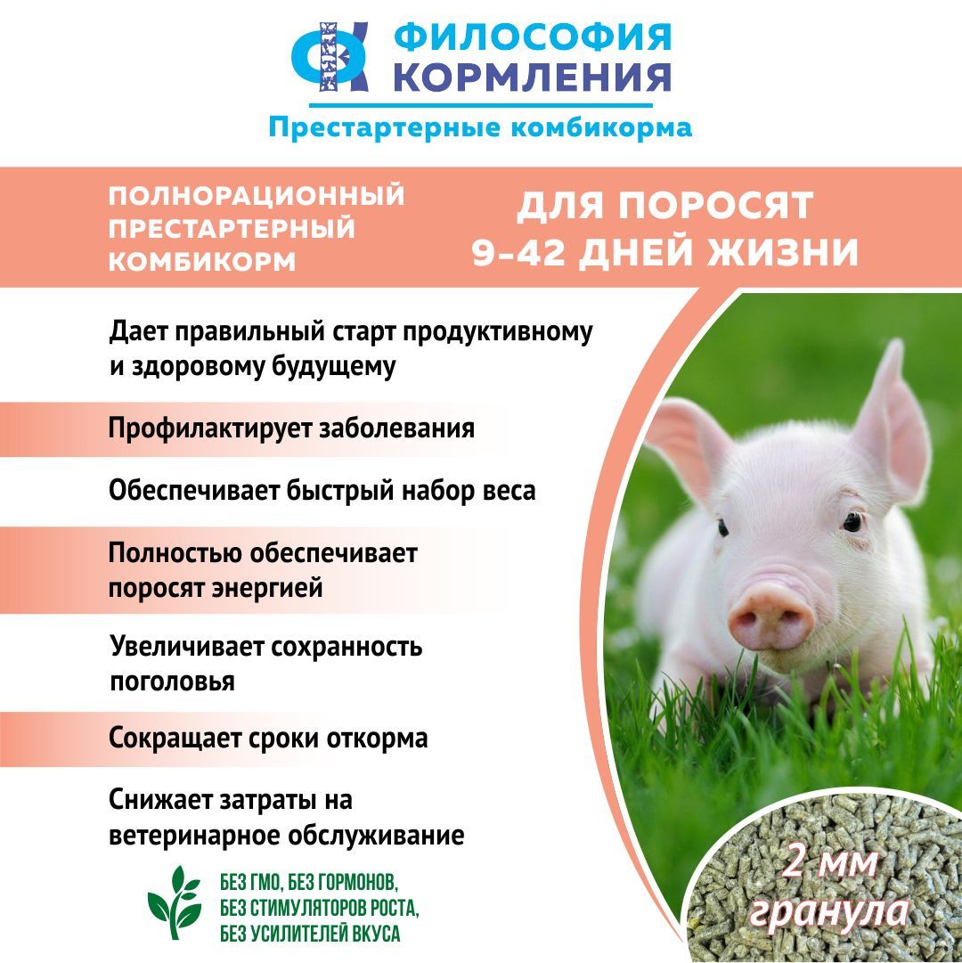 ПРЕСТАРТЕРНЫЙ комбикорм для поросят 9-42 дн,10 кг