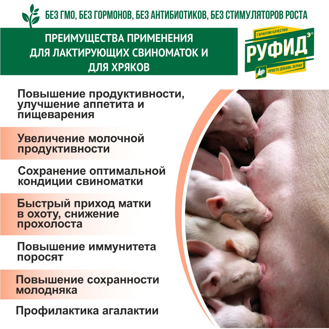 Витамины для свиней. Добавка в комбикорм. Корм свиноматок лактирующих и хряков. БВМК РУФИДэ. РОСАГРОКОРМ. 8 кг