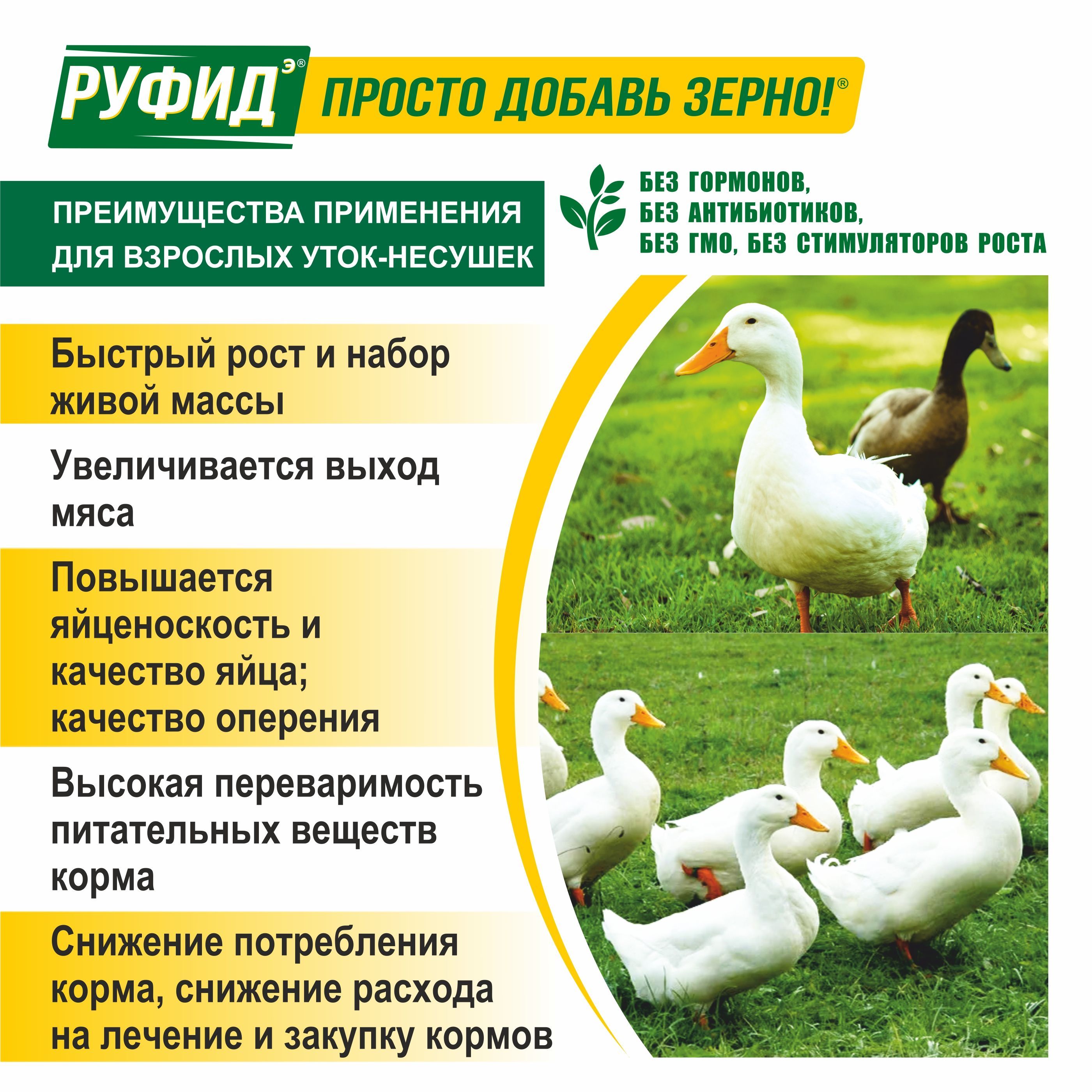 Витамины для птиц. Добавка в комбикорм, корм для уток несушек. БВМК РУФИДЭ. РОСАГРОКОРМ. 3,4 кг