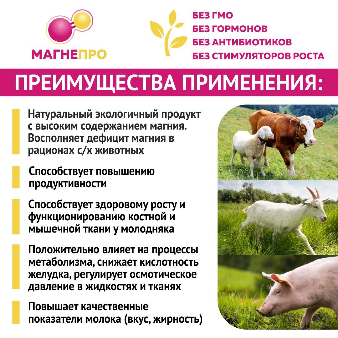 Оксид магния кормовой МАГНЕПРО. Добавка в комбикорм для с/х животных. РОСАГРОКОРМ. 2 кг